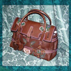 NEW $1200 Luella Bartley Punk Rose Baby Gisele bag with Applique w/FLAW